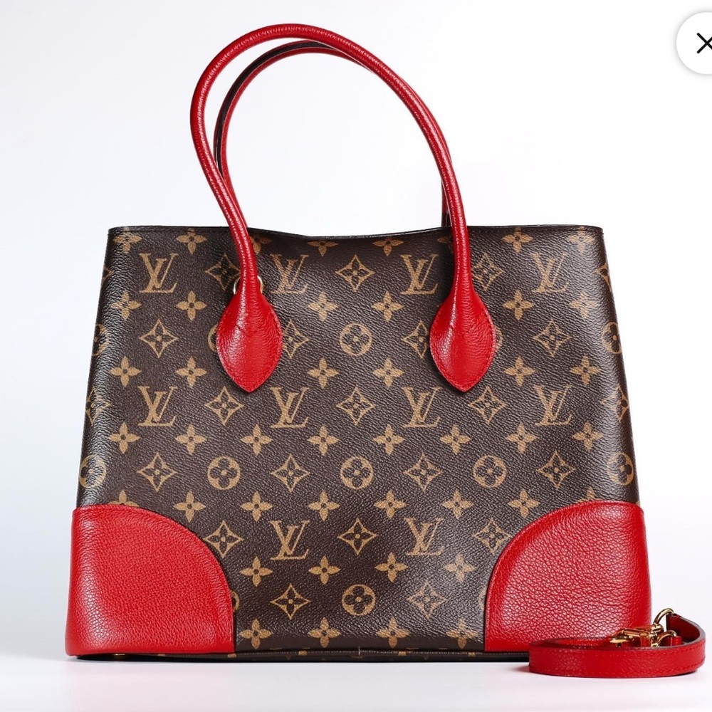 Pre-Owned Louis Vuitton Flandrin handbag in the Monogram Canvas with Red Leather